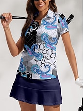 billiga Kvinnors golfkläder-Dam Vandringspolotröja Blå Kortärmad Överdelar Golfkläder för damer Kläder Outfits Bär kläder