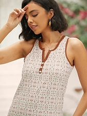 levne Boho šaty-Ženské mini šaty petite šaty tričková šaty tee šaty letní šaty streetwear dovolená městské casual regular fit květinové geometrické bez rukávů rozšířený výstřih khaki léto