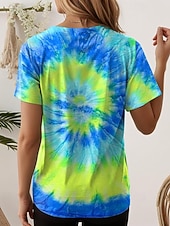 Χαμηλού Κόστους Τέχνη &amp; Σχεδίαση μπλουζάκι-Γυναικεία Μπλουζάκι Δετοβαμένο Στυλάτο Κοντομάνικο Στρογγυλή Ψηλή Λαιμόκοψη Κανονικά μπλουζάκια Διακοπές Πράσινο του τριφυλλιού Καλοκαίρι