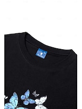 billige Dyrene tee-Dame T skjorte Sommerfugl Grunnleggende Kortermet T-skjorte Rund hals Vanlige topper Hjem Daglig Stevnemøte Trykt mønster Grunnleggende Svart Hvit Mørk Rosa Blå Sommer
