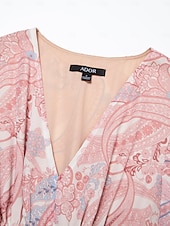 cheap Print Casual Dress-Chiffon Wedding Guest Floral V Neck Corset Maxi Dress