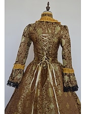 abordables Robes-ancien Baroque Punk &amp; Gothique Maxi Robe Normal Juliette Cendrillon Princesse Col carré Déguisement Royal Halloween Carnaval Mascarade Performance Soirée Halloween Adultes Toutes saisons