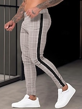 halpa Chinot-Miesten Housut Kiinalainen Kesähousut Rennot housut Edessä tasku Vetoketjullinen jalka Ruudukko / Plaid Mukavuus Hengittävä liiketoiminta Kausaliteetti Päivittäin Muoti Perus Ruskea Khaki