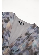 abordables Robes décontractées-femme robe longue invité de mariage bleu manches longues fleurs / plantes mousseline impression printemps &amp;amp;  Robe à motif col en V d&#039;automne, robe volante, robes corset s m l