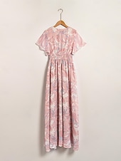 cheap Print Casual Dress-Chiffon Wedding Guest Floral V Neck Corset Maxi Dress