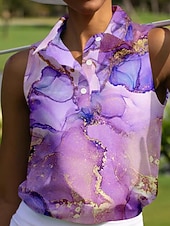 billiga Kvinnors golfkläder-Dam Vandringspolotröja Ljuslila Kaki Ärmlös Solskydd Överdelar Golfkläder för damer Kläder Outfits Bär kläder