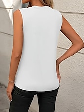 ieftine Bluze &amp; Camisole Damă-Top de camizolă pentru femei fără mâneci guler rotund alb asimetric stratificat elegant drapat vară primăvară casual îmbrăcăminte de lucru ajustare regulară top versatil