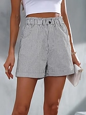 billige Bermuda-shorts-Dame Shorts Fritid hverdag Kort Stripet Sidelommer Pusteevne Bekvem Mikroelastisk Helg Svart Rød Blå Sommer Normal