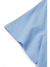  Camicia da donna 100% Cotone Camicia Blusa Stampa a bottoni Weekend Streetwear Di base Casual Simile lino Manica corta Collo tondo Bianco Estate Primavera