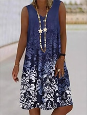 cheap Boho Dress-Women&#039;s Mini Dress Petite Dress Casual Dress Tank Dress Summer Dress Boho Dress Stylish Casual Vacation Daily Regular Fit Floral Graphic Sleeveless V Neck Black Yellow Pink Blue Summer
