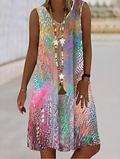 cheap Boho Dress-Women&#039;s Mini Dress Petite Dress Casual Dress Tank Dress Summer Dress Boho Dress Stylish Casual Vacation Daily Regular Fit Floral Graphic Sleeveless V Neck Black Yellow Pink Blue Summer