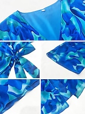 olcso Elegáns virágos ruhák-női alkalmi ruha virágmintás v nyakú hosszú ruha maxi ruha bohém stílusos napi randevú 3/4 hosszú ujjú nyár