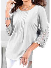 Недорогие Женские Простые Топы-синий кружевной топ со складками