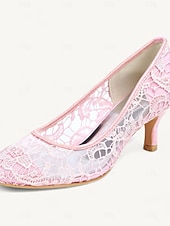 voordelige Bruiloftsgast-Klassieke kanten pumps voor dames – comfortabele pumps met een lage kittenhak en ronde neus, perfect voor bruiloften, een avondje uit en speciale gelegenheden.