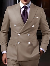 cheap Formal Suits-Men&#039;s Wedding Suits Homecoming Suits Black White Business Formal Solid Colored Tailored Fit 2 Piece Double Breasted Six-buttons