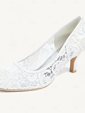 voordelige Bruiloftsgast-Klassieke kanten pumps voor dames – comfortabele pumps met een lage kittenhak en ronde neus, perfect voor bruiloften, een avondje uit en speciale gelegenheden.