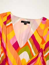 Damskie Sukienki szyfonowe Sukienka maxi Pomarańczowy Krótki rękaw Geometryczny Drukowanie Wiosna i lato W serek Sukienka wzór S M L tanie Sukienki kwiatowe-Damskie Sukienki szyfonowe Sukienka maxi Pomarańczowy Krótki rękaw Geometryczny Drukowanie Wiosna i lato W serek Sukienka wzór S M L