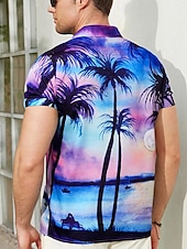 voordelige Tropische planten-Voor heren Kokosnootboom Tropische planten Overhemd Hawaiiaans overhemd Aloha-shirt Korte Mouw Overhemd Strijkijzer Tropisch Modieus Streetwear Straat Casual Dagelijks Rood Paars Bruin S M L