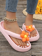 economico Infradito scivolosi-sandali infradito da donna con fiori colorati – graziose ciabatte estive da spiaggia con suola morbida e ammortizzata per abbigliamento casual, piscina e vacanze