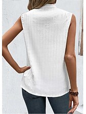 preiswerte Tank-Shirts &amp; kurze Jäckchen für Damen-Damen Top Camisole Weiß Einfach Spitze Straße Alltag Mode V-Ausschnitt Reguläre Passform S
