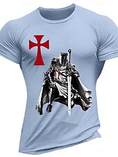 economico Magliette grafiche da uomo-Per uomo Cavalieri Templari Stampe Grafiche Fede Maglietta Maglietta grafica Cotone Maniche Corte Grafico Camicia Vinaccia Nero Bianco Maglietta comoda Vacanza Streetwear Abbigliamento di stilista