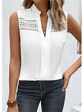 preiswerte Tank-Shirts &amp; kurze Jäckchen für Damen-Damen Top Camisole Weiß Einfach Spitze Straße Alltag Mode V-Ausschnitt Reguläre Passform S