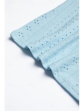 cheap Lace Tops-Women's Pointelle Shirt Eyelet Top Lace Shirt Lace Short Sleeve Flutter Sleeve Crew Neck Casual Daily Beach Blue Black White Pink Summer