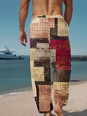 billiga Casual byxor med tryck för män-Herr Hawaiisk Byxor 3D-tryck Byxor med raka ben Medium Midja Dragsko Elastisk midja Helgdag Stränder Sommar Vår Höst Slapp form Oelastisk