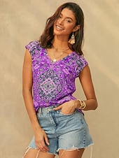 ieftine Magazin grafic Tricouri fără mâneci &amp; Camis-Camisola de damă top cu bretele Tipar Basic Fără Mâneci Regulat Topuri De Col V Casual Roșu Albastru Violet Verde