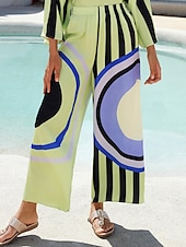 levne Kalhoty-Dámské Kalhoty Volný Rovné Plná délka Moderní soudobé Plážový styl Denní nošení Dovolená Multi Color Jaro léto XS S M