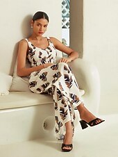 economico Jumpsuits-tuta in chiffon con scollo a V e vita smock