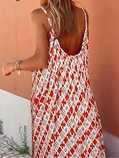 tanie Wakacyjne sukienki-damska sukienka na co dzień sukienka typu swing sukienka typu slip geometryczna krata z odkrytymi plecami nadruk na ramiączkach długa sukienka maxi sukienka stylowa na co dzień randka bez rękawów lato