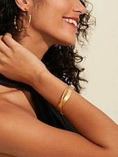 baratos Pulseira Feminina-Mulheres Bracelete Dourado Latão Elegante