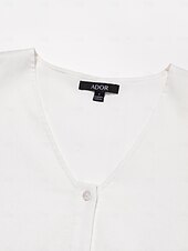 preiswerte Freizeitkleidung-Damen Lockeres Kleid Resort-Kleidung Weiß Langarm Solide / einfarbig Lang Frühling &amp; Herbst V Ausschnitt Strand Design Urlaub XS S M