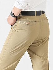 preiswerte Chinos-Herren Abschlußfeier Hose Chinos Chinohose Tasche Einfach Komfort Atmungsaktiv Outdoor Täglich Ausgehen Mode Lässig Schwarz Khaki