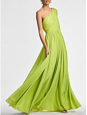 abordables JAUNE-Robe de soirée en A-Line robe élégante invitée de mariage formelle longueur au sol manches longues épaule dénudée ceinture  sash en satin avec fronces 2025