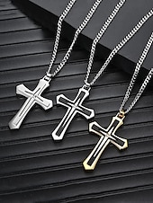 baratos Jóias Masculinas-Homens Colares com Pendentes Prata Preto Dourado Aço Inoxidável Punk Moda Artístico / Retro Cruz