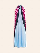 economico abito casual stampato-Per donna Abito con Collo Allacciato Maxi in Raso Abito maxi Arcobaleno Senza Maniche Colore a Contrasto Blocco di colore Estate All&#039;americana Vacanza XS S M