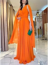 billige Gjestekjoler til bryllup-A-linje bryllup gjest kjoler elegant kjole formell sommer gulvlengde lang erme v-hals konvertibel chiffon med rynker