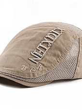 levne Pánské klobouky-Pánské PLacatá čepice Klobouk Ascot Novinářský klobouk Černá Khaki Polyester Výšivka Módní Na běžné nošení ulice Denní Barevné bloky Písmeno Nastavitelná Proti sluci Prodyšné