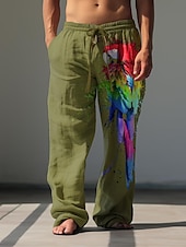 economico Classico-Per uomo Animale Uccello Pantaloni di Lino Pantaloni Larghi Misura del girovita medio Hawaiano Casual All&#039;aperto Abbigliamento casual alla moda Elastico in vita Primavera &amp; Autunno Autunno &amp; Inverno