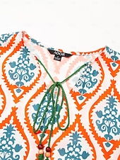 Per donna Vestito a ruota Abito Stampato Abito maxi Arcobaleno Maniche Corte Totem Nazionale Stampa Estate Scollo a V Vacanza Etnico. XS S M economico Abiti floreali-Per donna Vestito a ruota Abito Stampato Abito maxi Arcobaleno Maniche Corte Totem Nazionale Stampa Estate Scollo a V Vacanza Etnico. XS S M