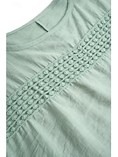 preiswerte Hemden-Damen Leinen-inspirierte Hemden Spitzen-T-Shirt Einfach Mode Kurzarm Rundhalsausschnitt Normale Oberteile Urlaub Täglich Spitze Schwarz Blau Braun Grün Khaki Sommer