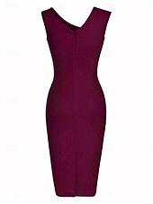cheap Bodycon Club Dresses-Women&#039;s Work Dress Shift Dress Elegant Office Daily Mini Dress Ruffle V Neck Sleeveless Plain Regular Fit Black Wine Summer Spring S M L XL