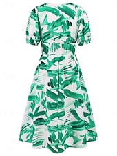 abordables Robes fleuries décontractées-Femme Robe mi-longue Robe casual Robe Évasée Robe Trapèze Robe d&#039;été mode Décontractées Vacances du quotidien Rendez-vous Standard Floral Manche Courte Col V Rose Claire Bleu Orange Vert Eté