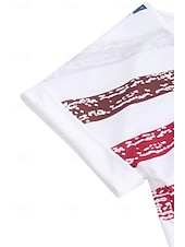 ieftine Tricou cu dungi și geometric-Tricou pentru femei T-Shirt patriotic guler în V dungi roșu alb albastru uzat cu mânecă scurtă casual de vară confortabil potrivire relaxată îmbrăcăminte de zi dimensiuni disponibile