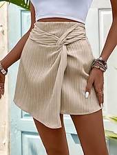 abordables Short chaud-Femme Short Casual Quotidien Court Plein Respirabilité Confortable Non Elastique Fin de semaine Abricot Eté Standard