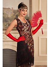 cheap Dresses-Retro Vintage Roaring 20s 1920s Flapper Dress Cocktail Dress The Great Gatsby Wedding Guest Sequins Tassel Fringe Women&#039;s Masquerade Party / Evening Wedding Reception Bachelorette Party Adults&#039; Dress