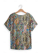 Γυναικείο T-shirt Boho Μπλούζα Paisley Εκτύπωση V-Λαιμό Κοντό Μανίκι Καθημερινό Χαλαρό Στυλ Πολύχρωμο Ελαφρύ Καλοκαίρι Μπλούζα Χαμηλού Κόστους Boho t-shirt-Γυναικείο T-shirt Boho Μπλούζα Paisley Εκτύπωση V-Λαιμό Κοντό Μανίκι Καθημερινό Χαλαρό Στυλ Πολύχρωμο Ελαφρύ Καλοκαίρι Μπλούζα