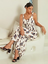 economico Jumpsuits-tuta in chiffon con scollo a V e vita smock